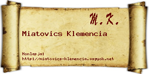 Miatovics Klemencia névjegykártya